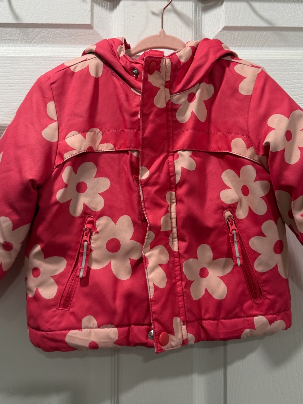 Girls' Floral Hooded Winter Jacket - Pink 18M